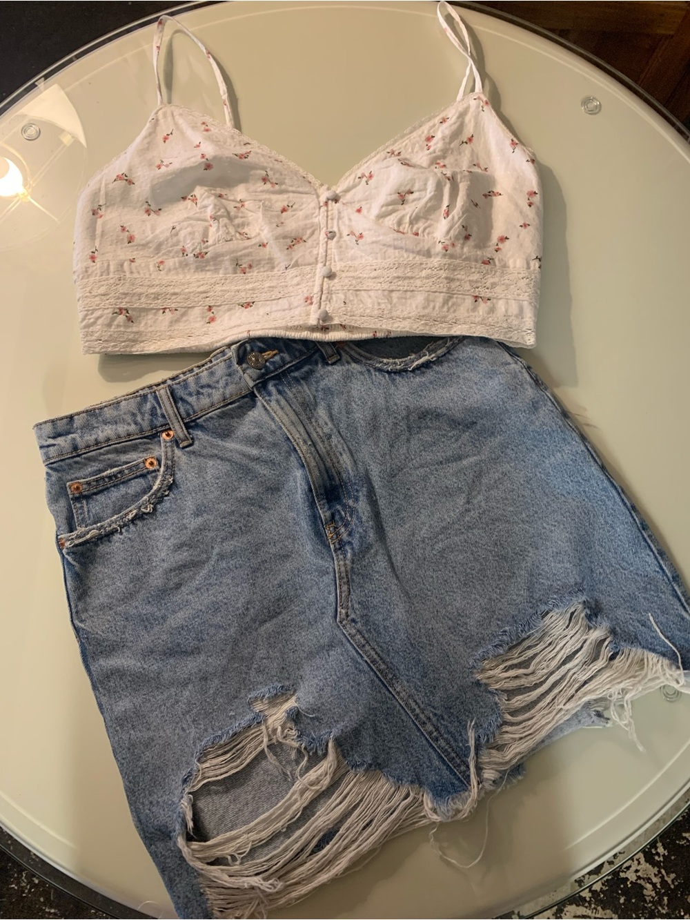 Aeropostale White Floral Cropped Cami Top - Lightweight Women’s Tank